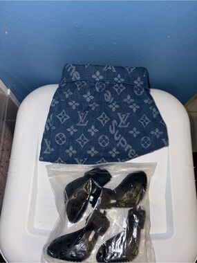 LV Supreme Logo Doggy Denim Jacket With Pup Crocs Design Booties